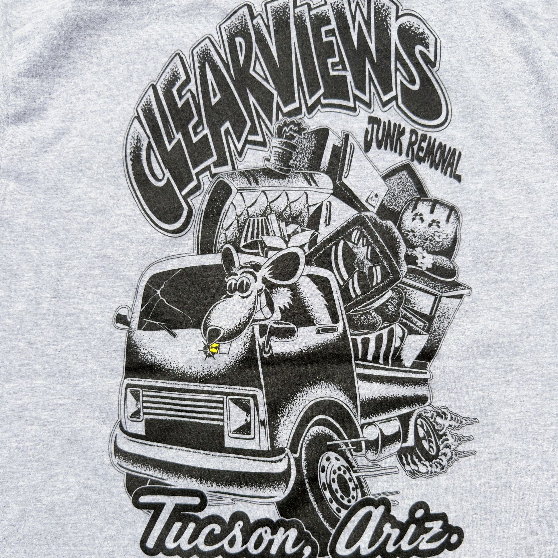 Close-up of the Clear Views back print showing halftone detail