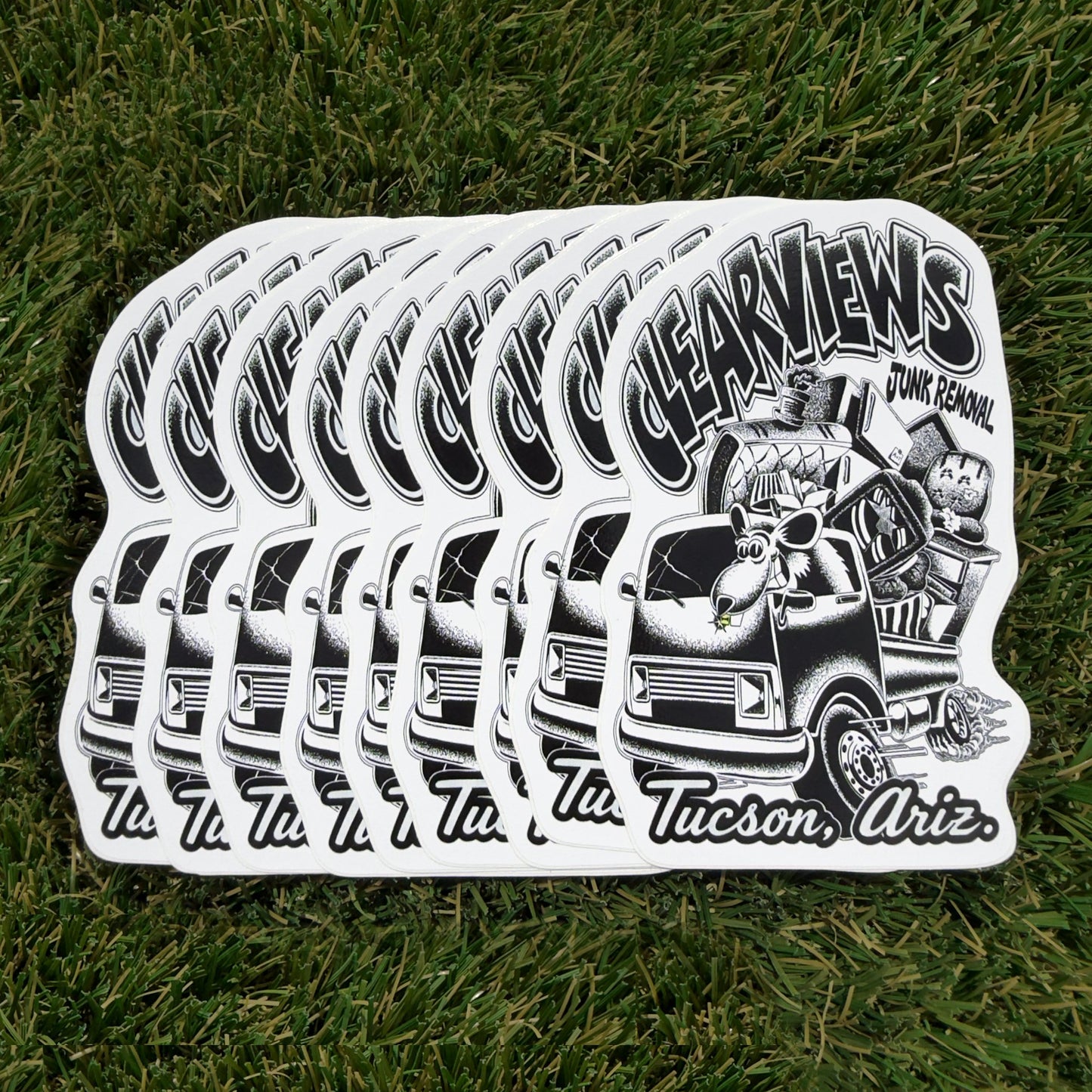 Stack of die-cut Clear Views stickers included with every order