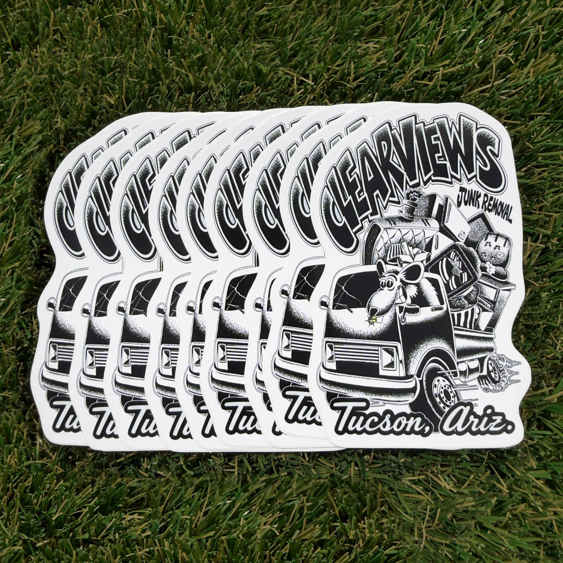 Stack of die-cut Clear Views stickers included with every order